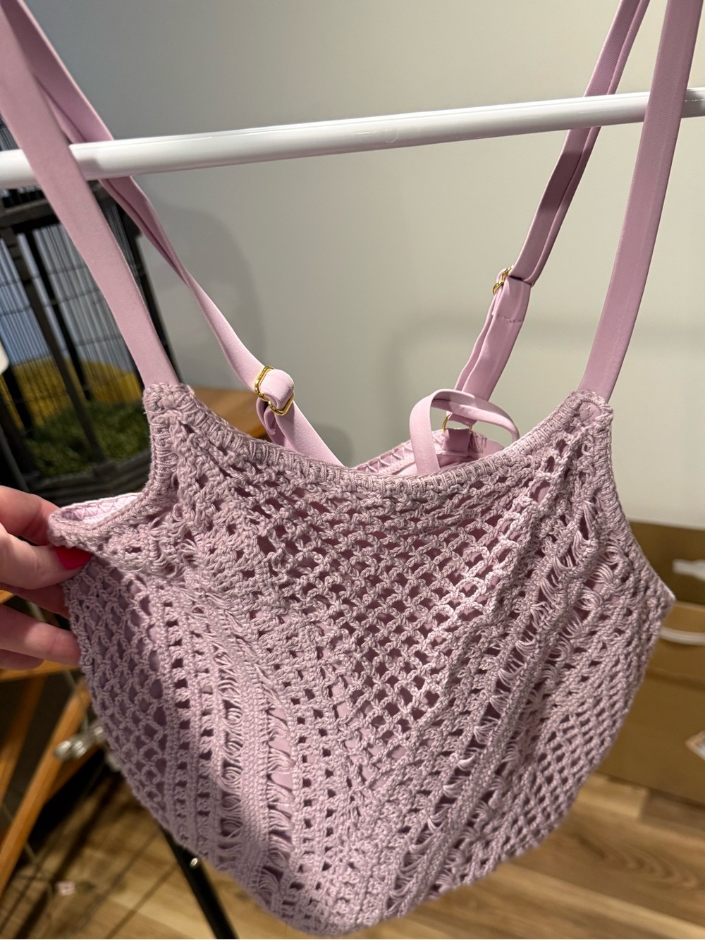 NWT Xhilaration Lilac Crochet Swim Top
